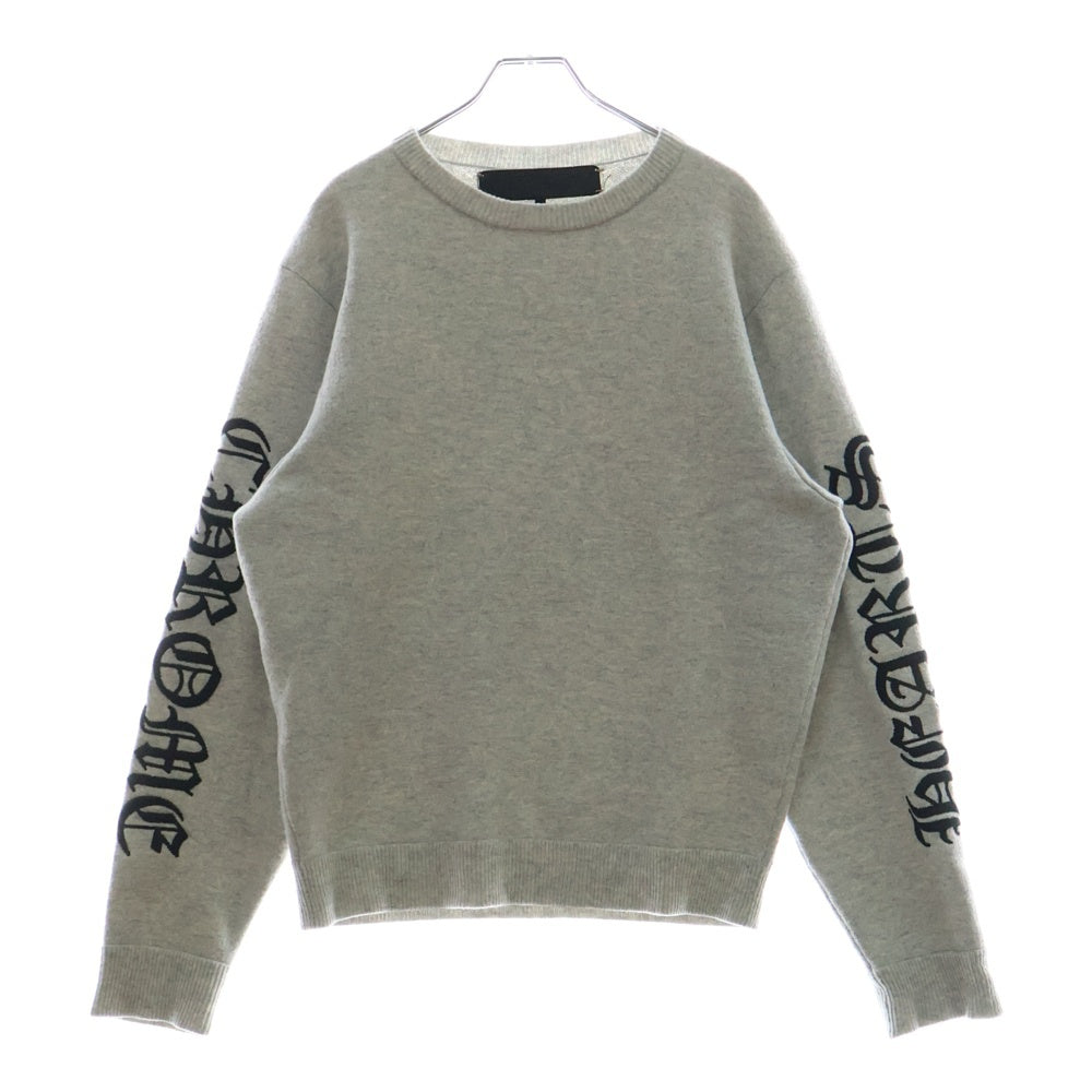 CHROME HEARTS(クロムハーツ) Y NOT ARM LOGO EMBROIDERY CASHMERE CREW SWEATER ワイノット アームロゴ刺繍カシミアクルーネックニットセーター グレー