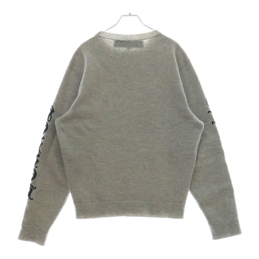 CHROME HEARTS(クロムハーツ) Y NOT ARM LOGO EMBROIDERY CASHMERE CREW SWEATER ワイノット アームロゴ刺繍カシミアクルーネックニットセーター グレー