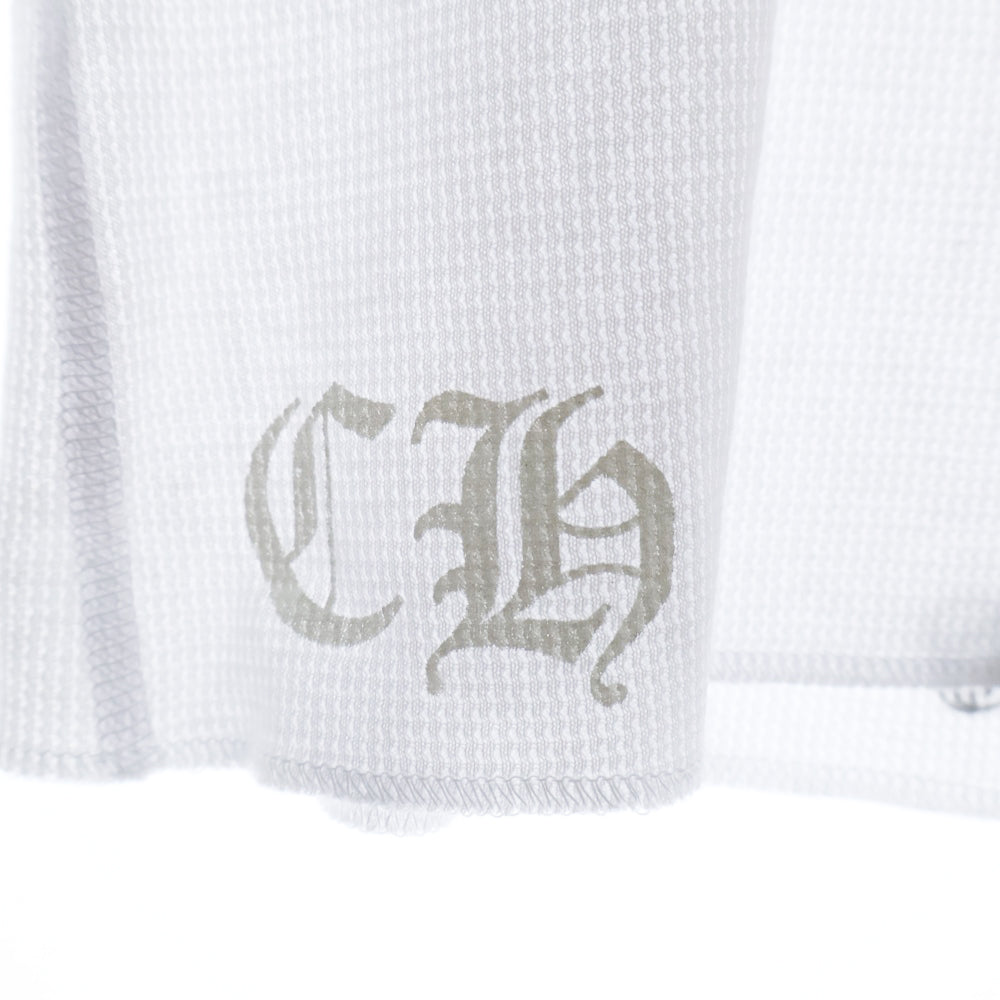 CHROME HEARTS(クロムハーツ) 25SS Thermal L/S スクロールラベル アームロゴプリントサーマル長袖Tシャツ カットソー ホワイト