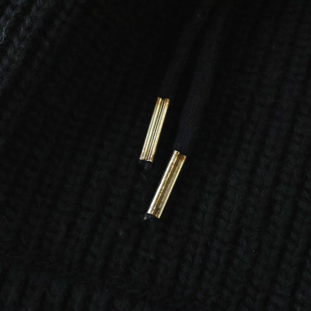CELINE(セリーヌ) 21AW HOODED SWEATER IN RIBBED WOOL リブ編みウール ロゴワッペンプルオーバーニットパーカー 2A85W423P ブラック