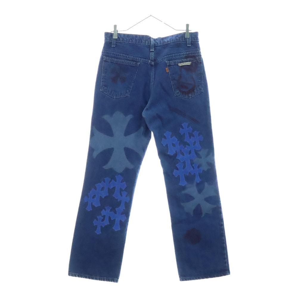 CHROME HEARTS(クロムハーツ) ×LEVI'S STENCIL DENIM リーバイス ステンシル ペイント加工クロスパッチ付きデニムパンツ インディゴ/ブルー/レッド