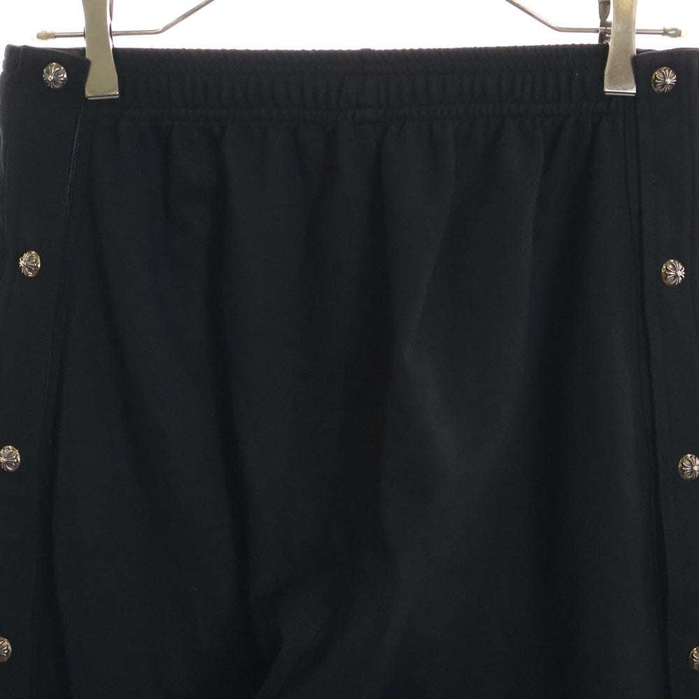 CHROME HEARTS(クロムハーツ) TRACK PANTS サイドロゴクロスボールスナップボタン レザー切替トラックショーツ ハーフパンツ ブラック