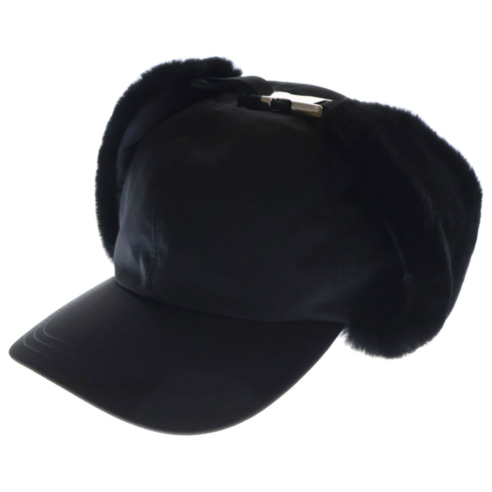 PRADA(プラダ) Re-Nylon トライアングルプレートロゴ シアリングハット キャップ 帽子 2HC331 K4D ブラック