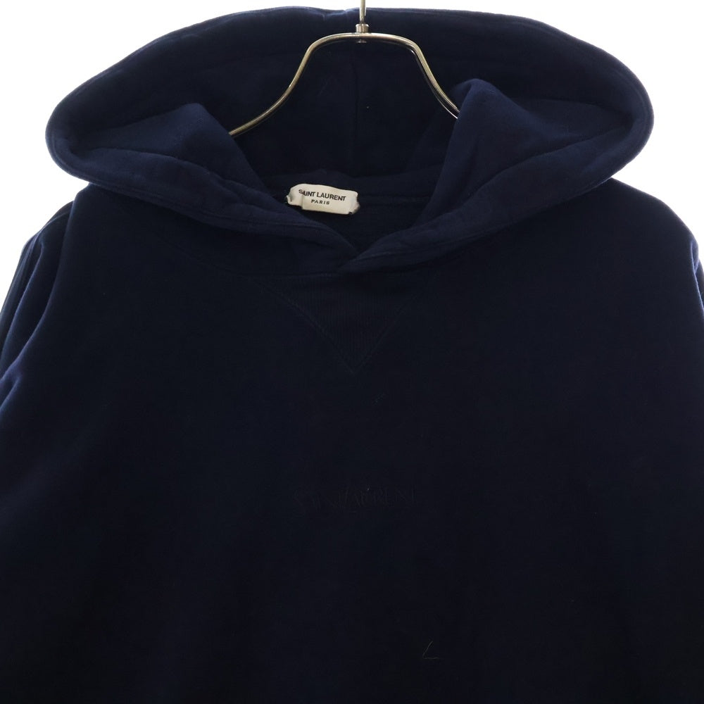SAINT LAURENT PARIS(サンローランパリ) 24SS Hoodie Marine エンブロイダリーロゴプルオーバーフーディーパーカー 773358 Y36SW ネイビー