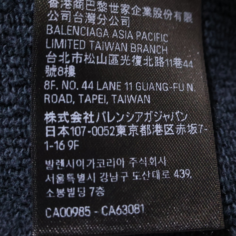 BALENCIAGA(バレンシアガ) Scarf Zip-Up Hoodie 794747 TQVM2 4021 スカーフ ジップアップ フーディー ブラック