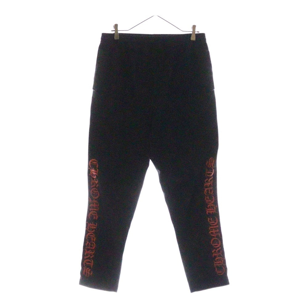 CHROME HEARTS(クロムハーツ) TRACK PANTS トラックパンツ サイドクロスボールレザー切替トラックロングパンツ ブラック/レッド