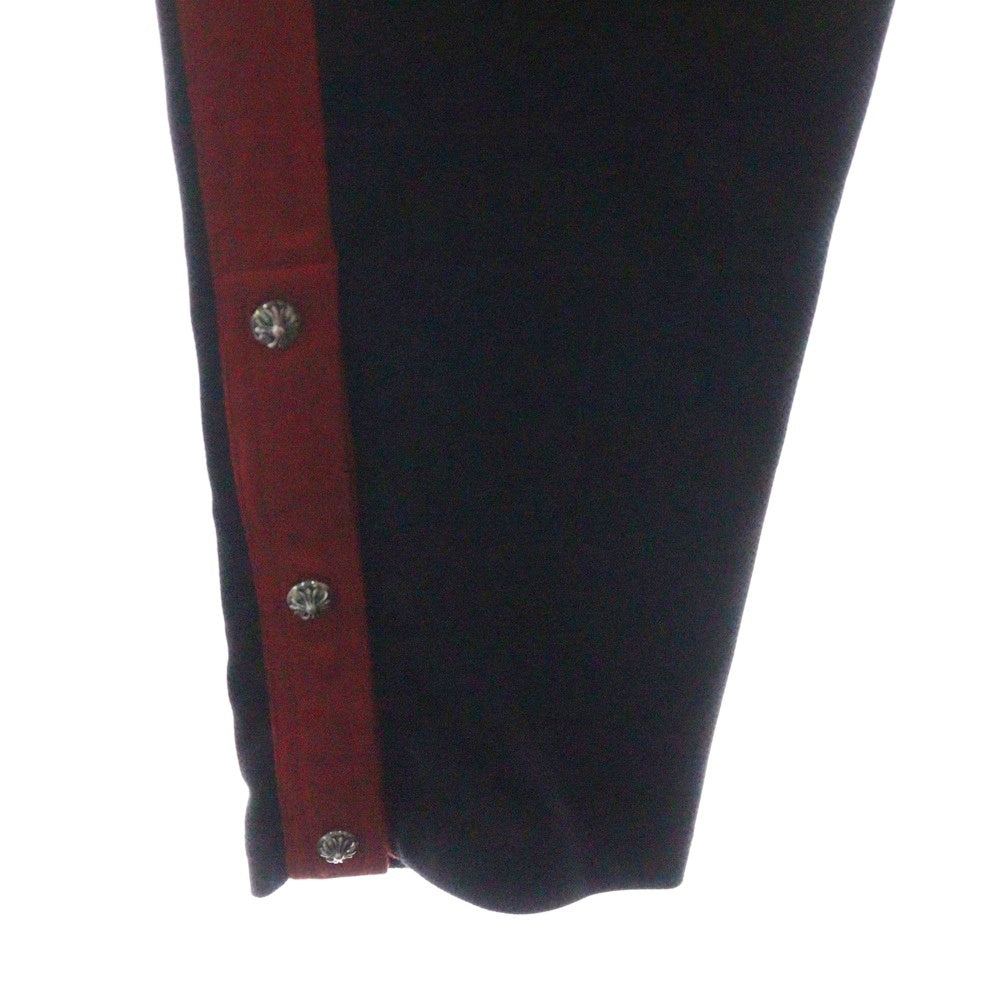 CHROME HEARTS(クロムハーツ) TRACK PANTS トラックパンツ サイドクロスボールレザー切替トラックロングパンツ ブラック/レッド