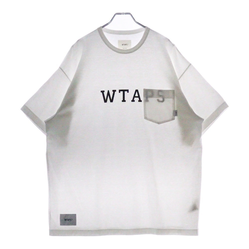 WTAPS(ダブルタップス) 23SS DESIGN 01 SS TEE ポケット付 ロゴプリント半袖Tシャツ カットソー ホワイト 231ATDT-CSM13