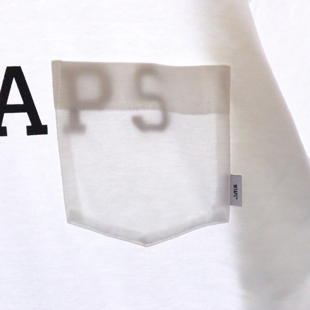 WTAPS(ダブルタップス) 23SS DESIGN 01 SS TEE ポケット付 ロゴプリント半袖Tシャツ カットソー ホワイト 231ATDT-CSM13