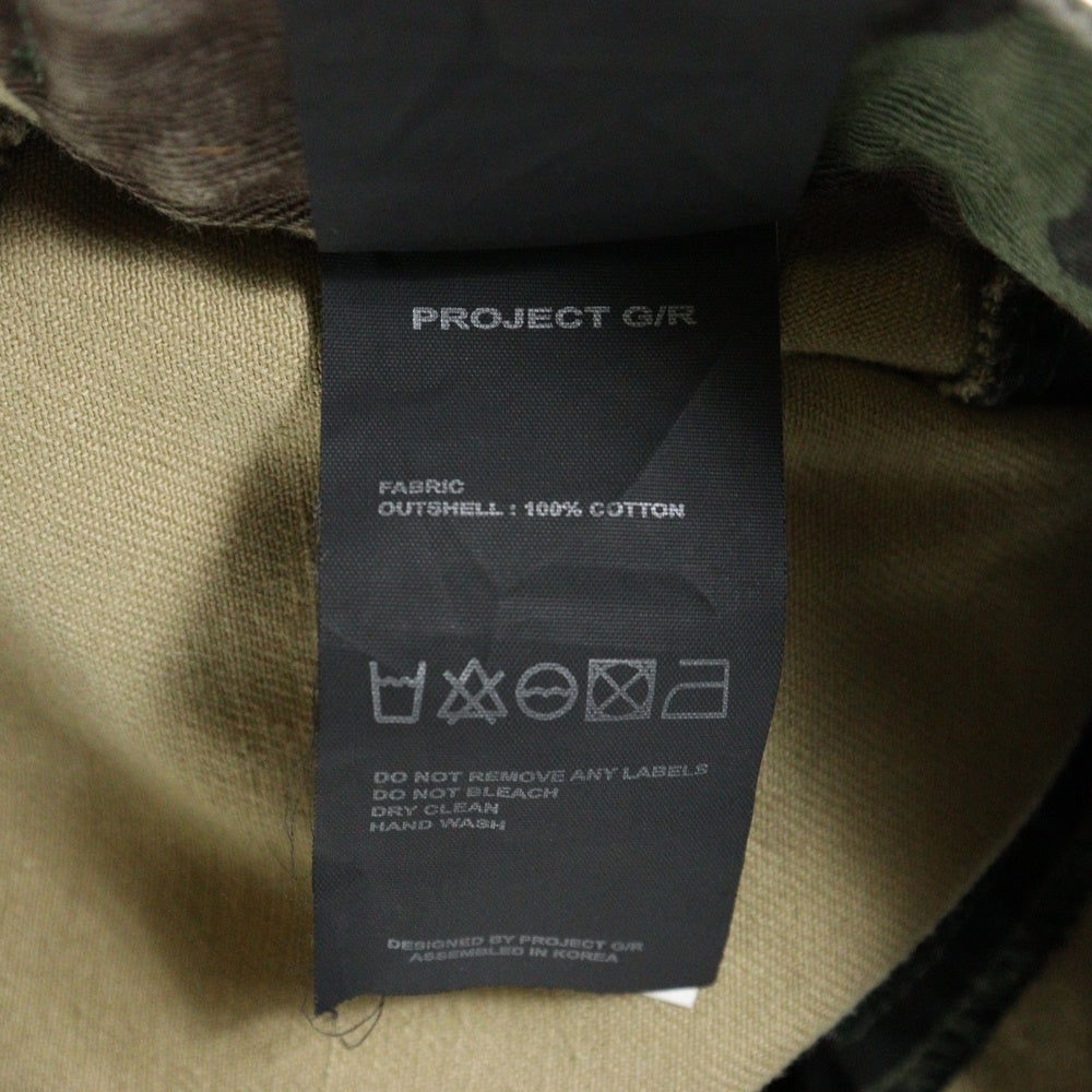 PROJECT G/R(プロジェクトジーアール) 24SS COATED BIKER ARMOURED FLARE PANTS 迷彩バイカーアーマーフレアパンツ カーキ
