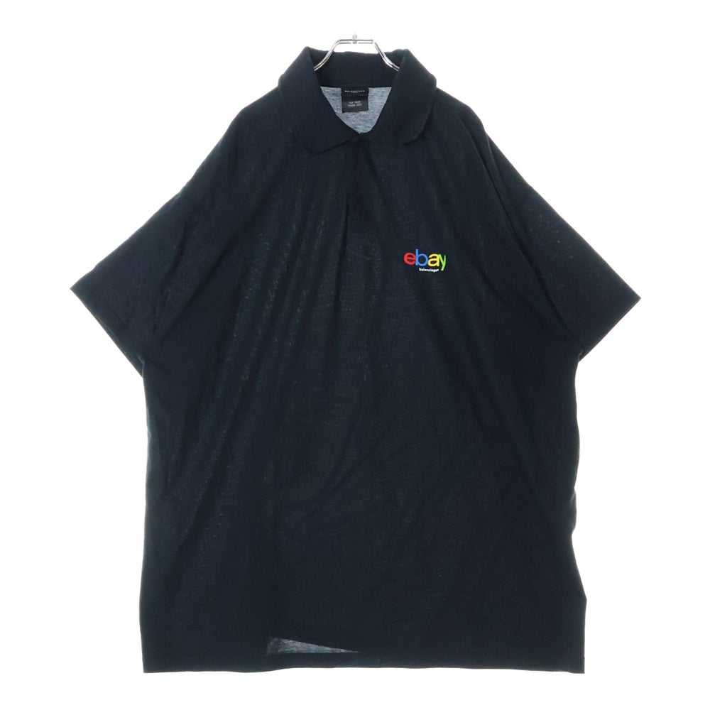 BALENCIAGA(バレンシアガ) 24AW×ebay イーベイ ロゴ刺繍オーバーサイズ半袖ポロシャツ 817418 TRVD5 ブラック