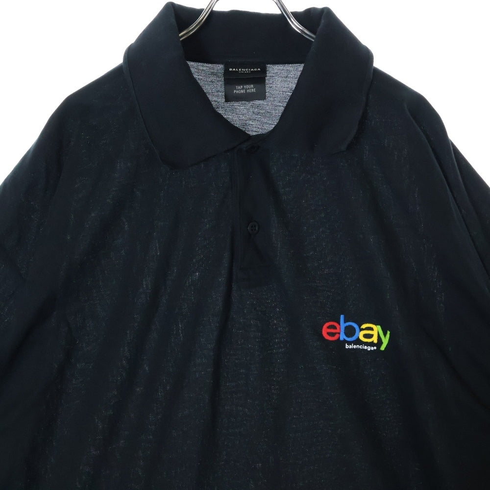 BALENCIAGA(バレンシアガ) 24AW×ebay イーベイ ロゴ刺繍オーバーサイズ半袖ポロシャツ 817418 TRVD5 ブラック