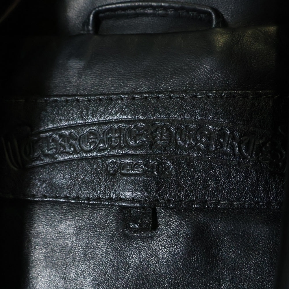 CHROME HEARTS(クロムハーツ) JJ DEAN HERMES JJディーン 裏地エルメス ダガージップライダースレザージャケット ブラック/マルチ レディース