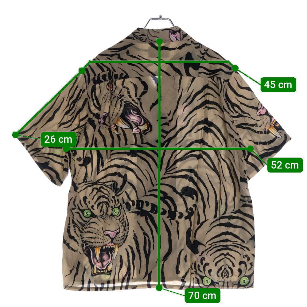 WACKO MARIA(ワコマリア) 22SS × TIM LEHI HAWAIIAN SHIRT S/S ティムリーハイ タイガープリント 開襟シャツ 半袖シャツ ブラウン