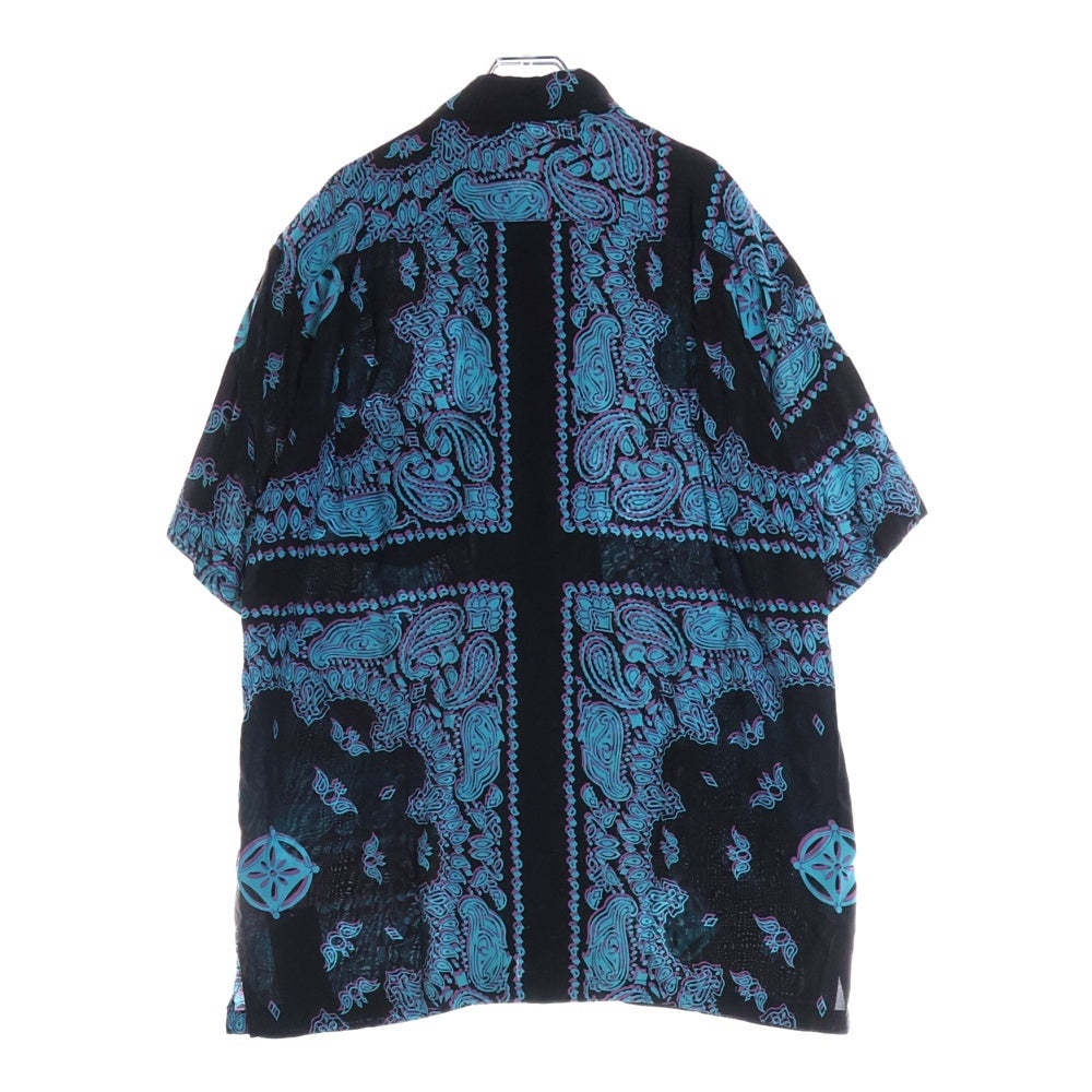 Aloha Blossom(アロハブロッサム) HAWAIIAN SHIRT S/S AB-0036010101 総柄プリント 開襟シャツ 半袖シャツ ブラック/ブルー