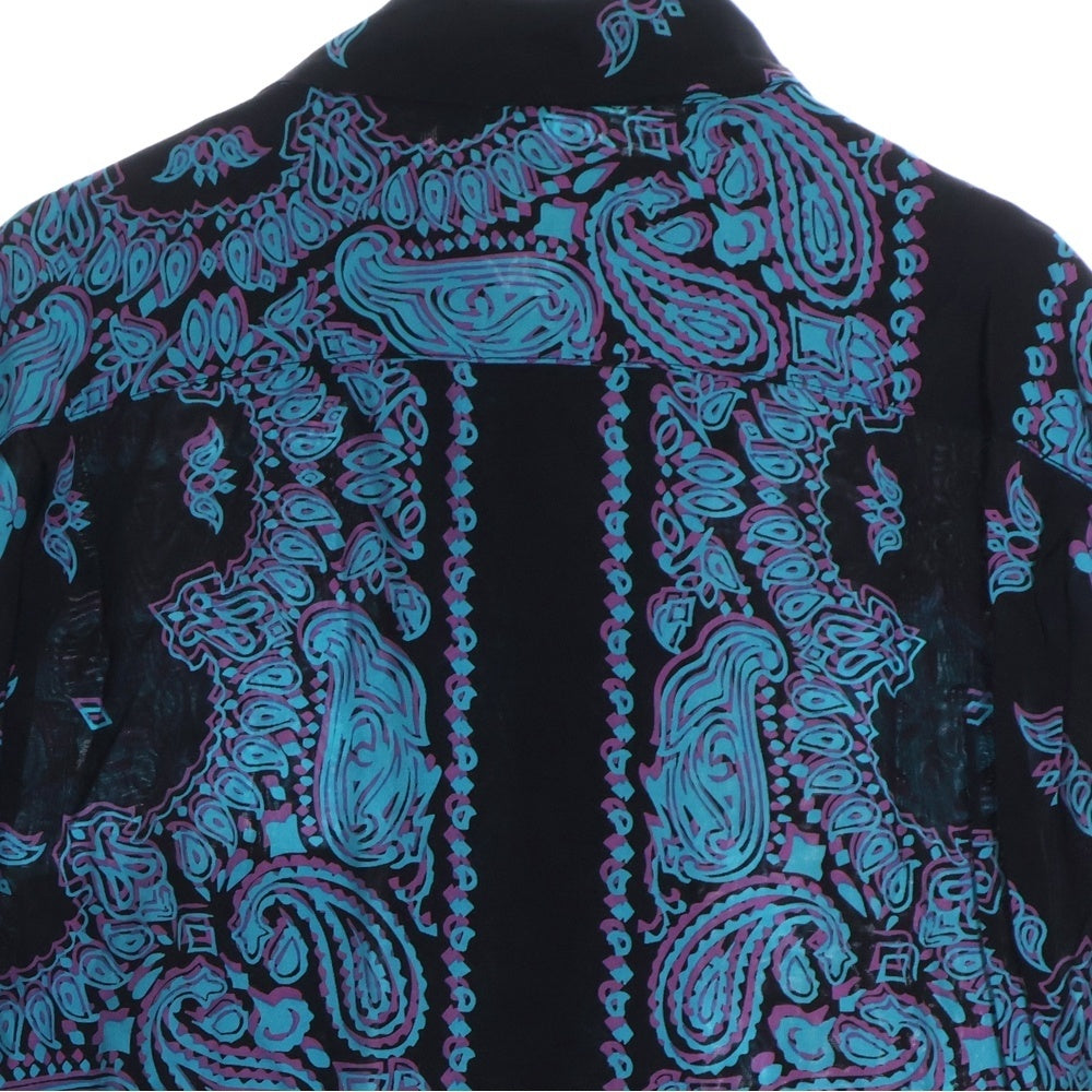 Aloha Blossom(アロハブロッサム) HAWAIIAN SHIRT S/S AB-0036010101 総柄プリント 開襟シャツ 半袖シャツ ブラック/ブルー
