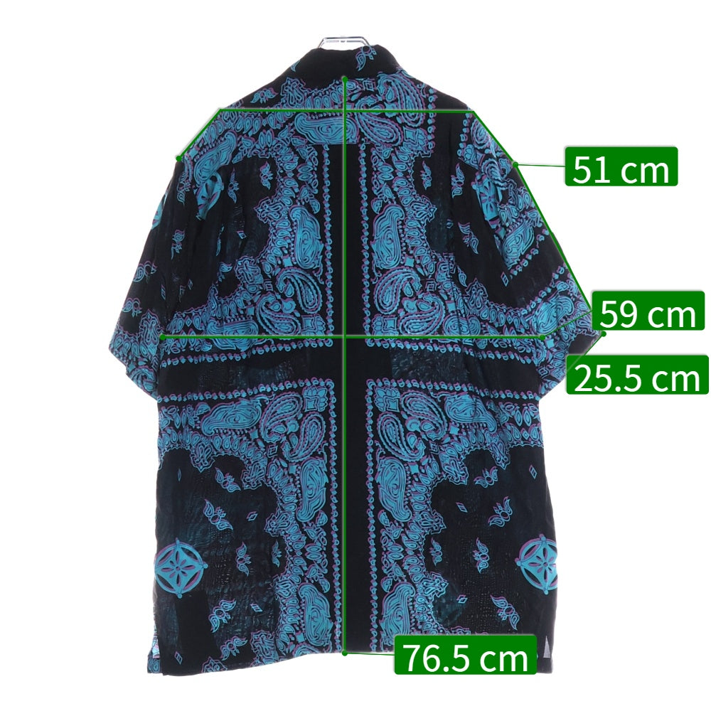 Aloha Blossom(アロハブロッサム) HAWAIIAN SHIRT S/S AB-0036010101 総柄プリント 開襟シャツ 半袖シャツ ブラック/ブルー