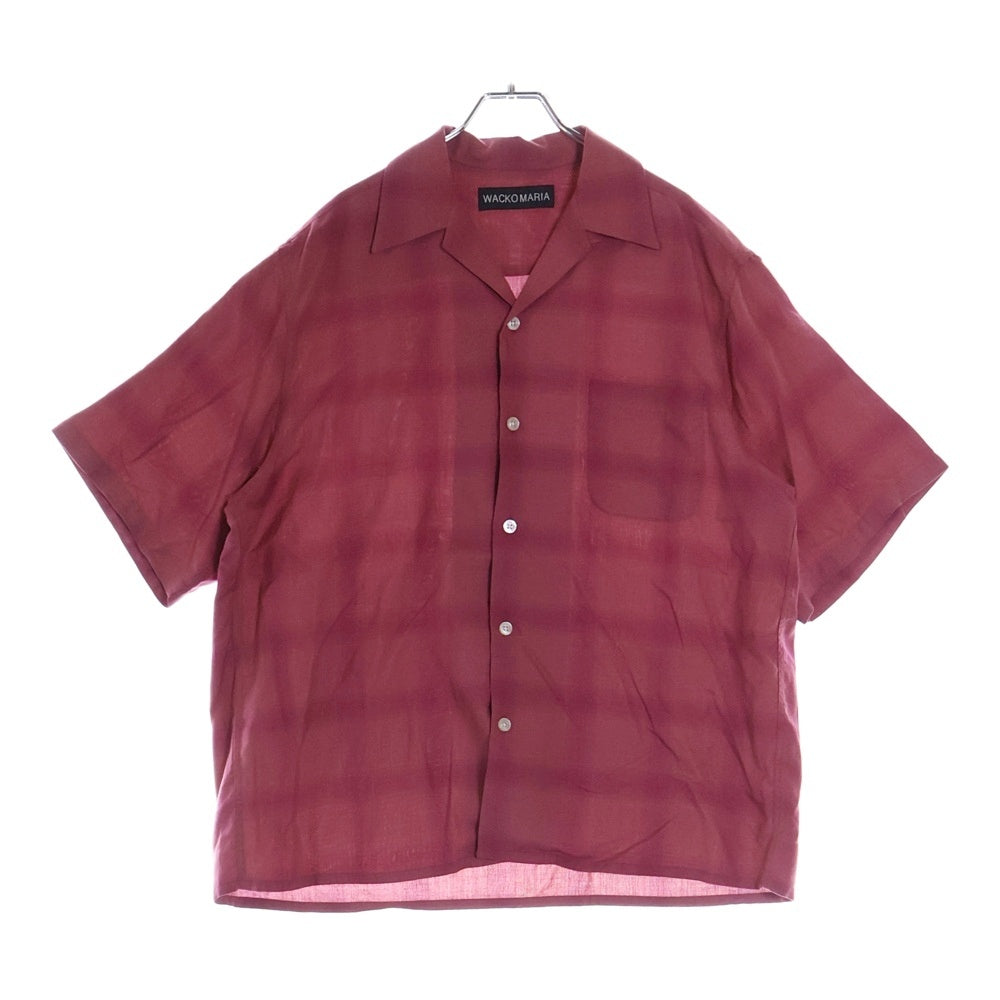 WACKO MARIA(ワコマリア) 25SS OMBRE CHECK OPEN COLLAR SHIRT S/S オンブレチェック柄 開襟シャツ 半袖シャツ ピンク