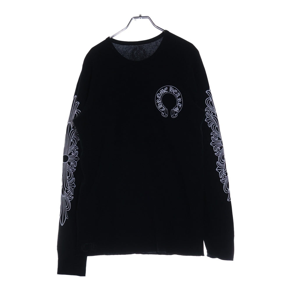 CHROME HEARTS(クロムハーツ) Horseshoe Arm Floral Thermal L/S Tee ホースシュー アームフローラル サーマル長袖Tシャツ ロンT ブラック