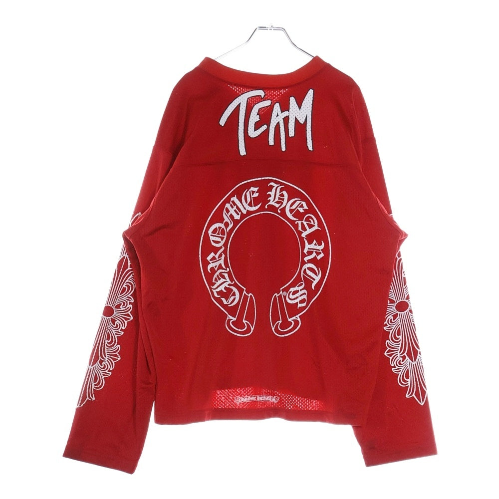 CHROME HEARTS(クロムハーツ) ×MATTY BOY PPO FORM TEAM MESH WARM UP JERSEY TEE マッティボーイ メッシュプリントジャージー 長袖Tシャツ ロングスリーブカットソー レッド
