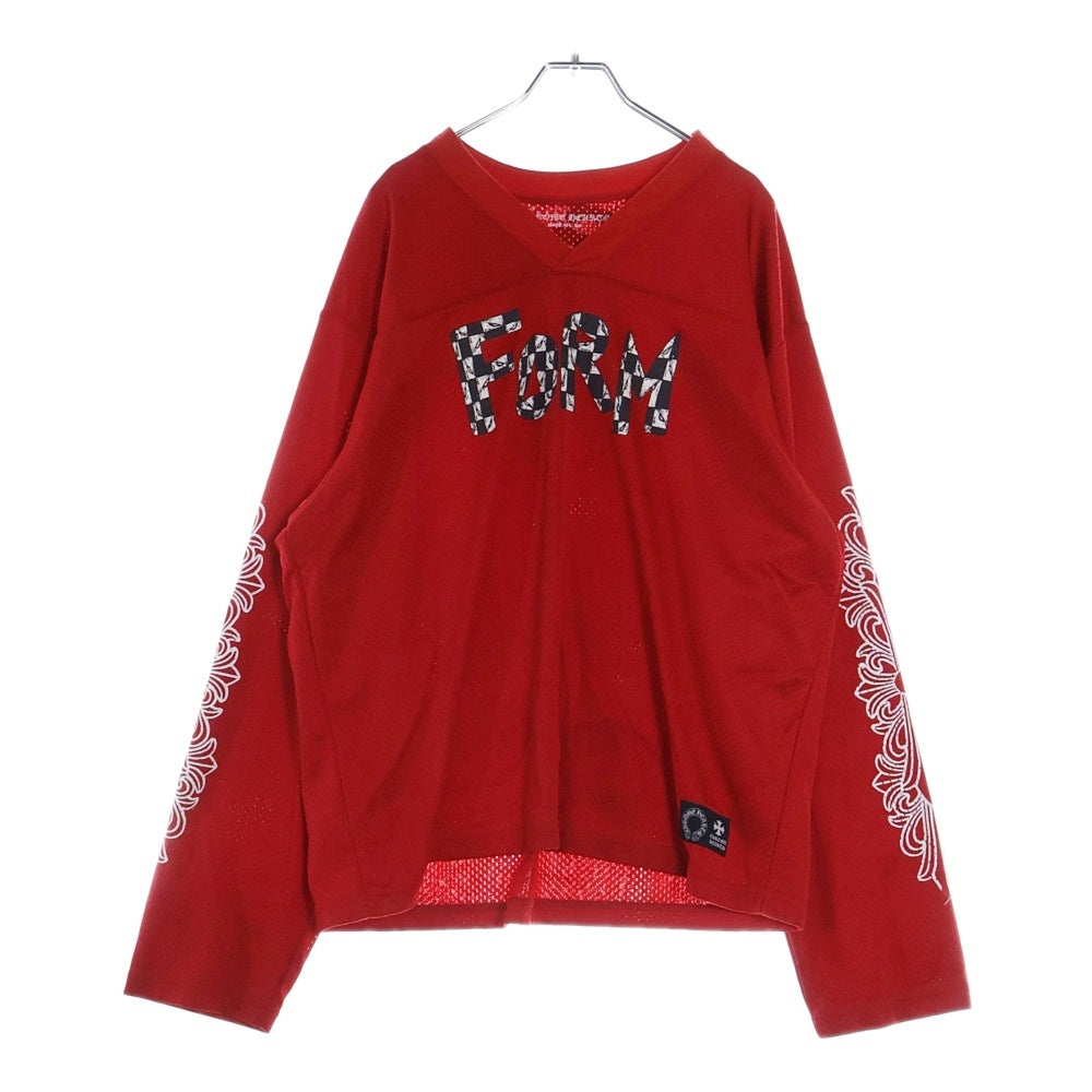 CHROME HEARTS(クロムハーツ) ×MATTY BOY PPO FORM TEAM MESH WARM UP JERSEY TEE マッティボーイ メッシュプリントジャージー 長袖Tシャツ ロングスリーブカットソー レッド