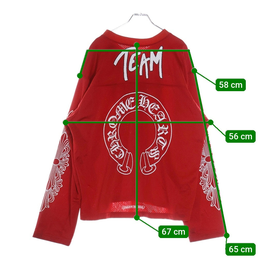 CHROME HEARTS(クロムハーツ) ×MATTY BOY PPO FORM TEAM MESH WARM UP JERSEY TEE マッティボーイ メッシュプリントジャージー 長袖Tシャツ ロングスリーブカットソー レッド