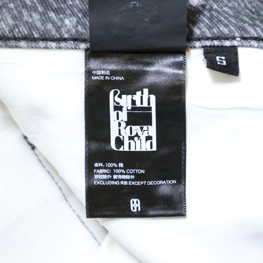 BIRTH OF ROYAL CHILD(バースオブロイヤルチャイルド) RHINESTONE EMBELLISHED STRAIGHT JEANS ラインストーン エンベリッシュド ストレイト ジーンズ デニムパンツ グレー BC24FWPT06