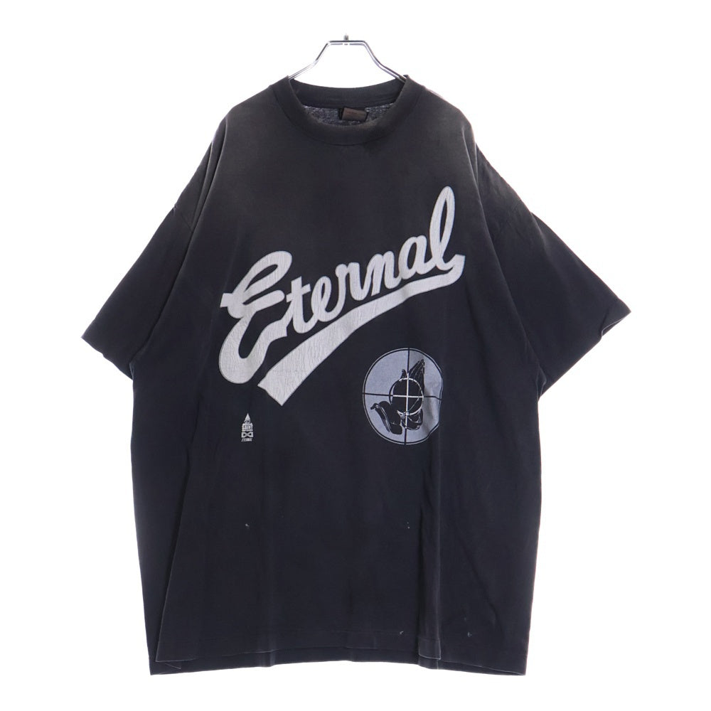 SAINT MICHAEL(セントマイケル) 25SS × FEAR OF GOD SNT OF GOD FG_SS TEE SM-HR8-0000-C01 VINTAGE加工 セントオブゴッド 両面プリント クルーネック 半袖Tシャツ カットソー ブラック