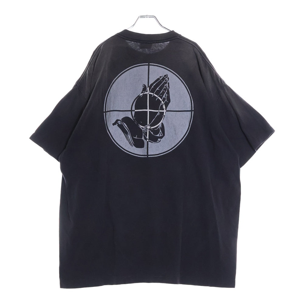 SAINT MICHAEL(セントマイケル) 25SS × FEAR OF GOD SNT OF GOD FG_SS TEE SM-HR8-0000-C01 VINTAGE加工 セントオブゴッド 両面プリント クルーネック 半袖Tシャツ カットソー ブラック