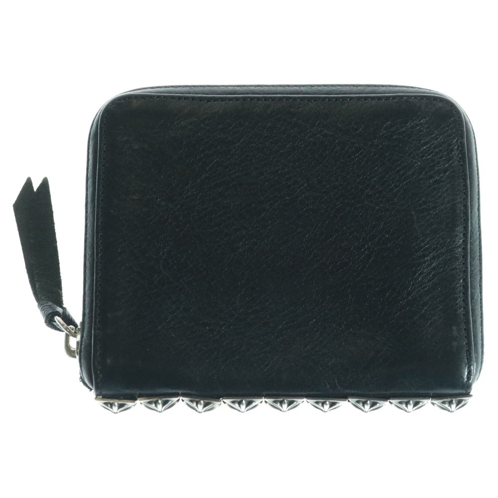 CHROME HEARTS(クロムハーツ) 3 SIDE ZIP 3サイドジップ サイドピラミッドスタッズレザーウォレット財布 ブラック