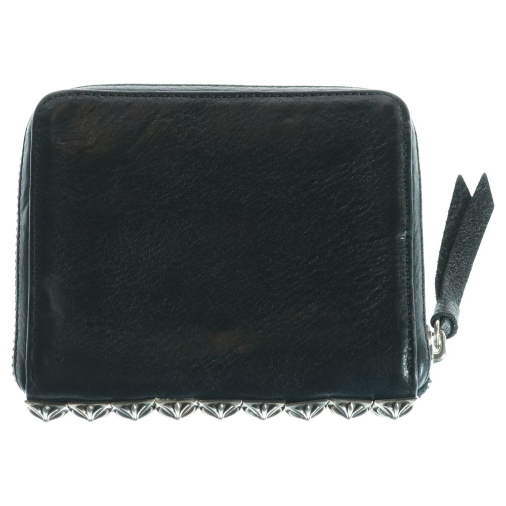 CHROME HEARTS(クロムハーツ) 3 SIDE ZIP 3サイドジップ サイドピラミッドスタッズレザーウォレット財布 ブラック