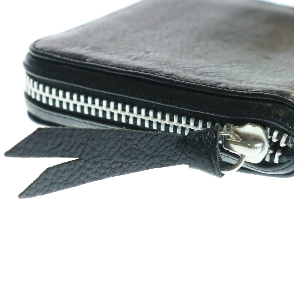 CHROME HEARTS(クロムハーツ) 3 SIDE ZIP 3サイドジップ サイドピラミッドスタッズレザーウォレット財布 ブラック