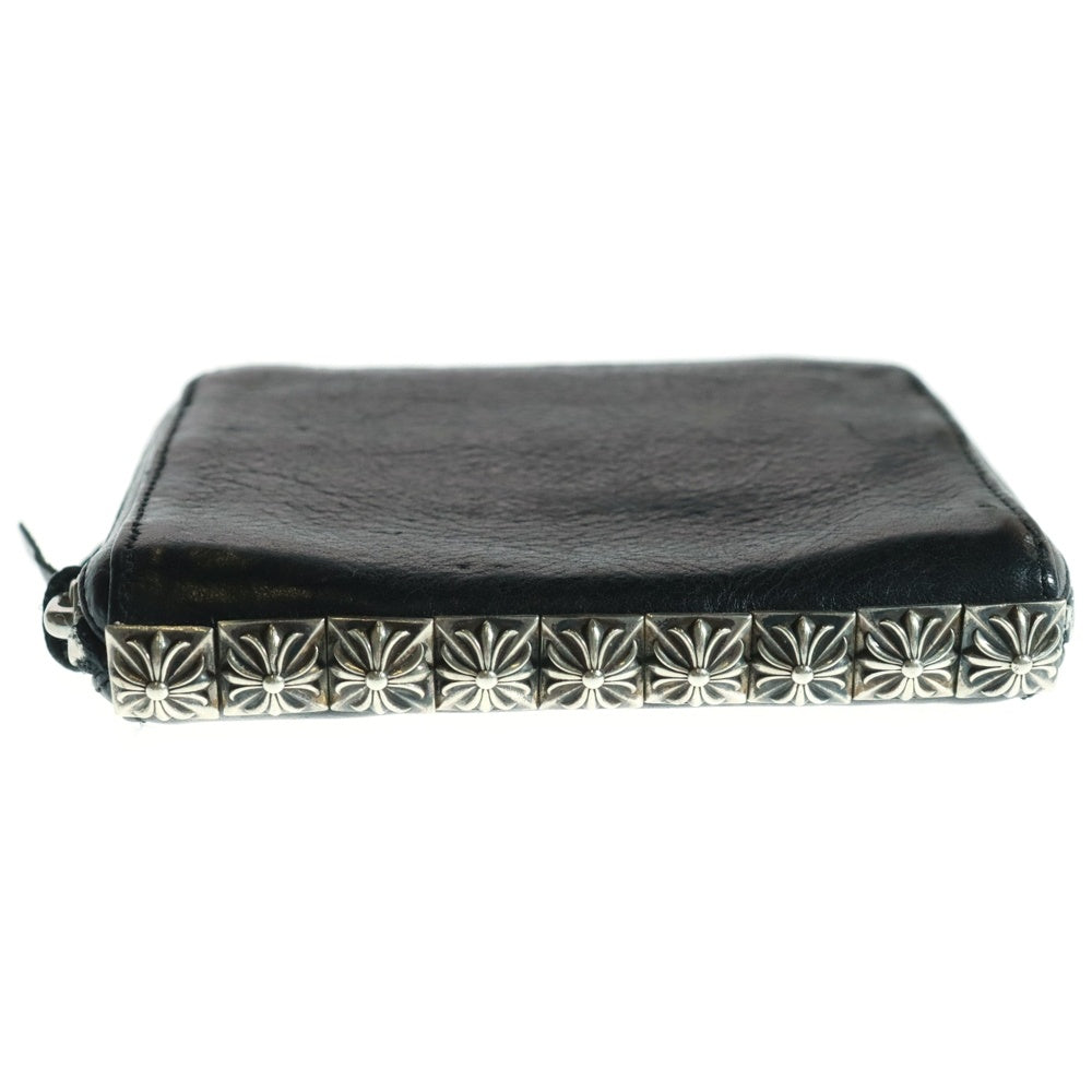 CHROME HEARTS(クロムハーツ) 3 SIDE ZIP 3サイドジップ サイドピラミッドスタッズレザーウォレット財布 ブラック