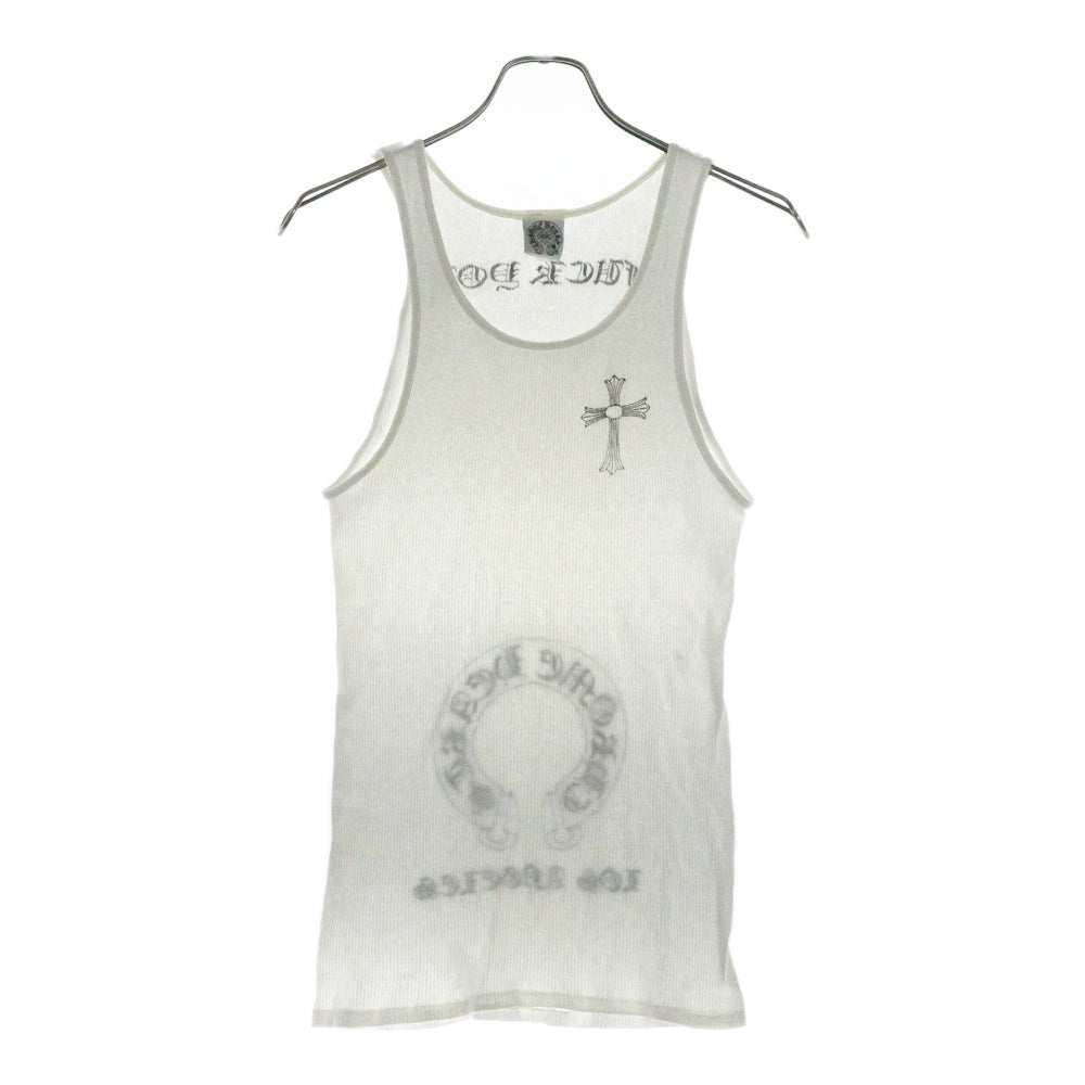 CHROME HEARTS(クロムハーツ) OLD ラスベガス限定 バックホースシュープリント リブタンクトップ ノースリーブカットソー ホワイト