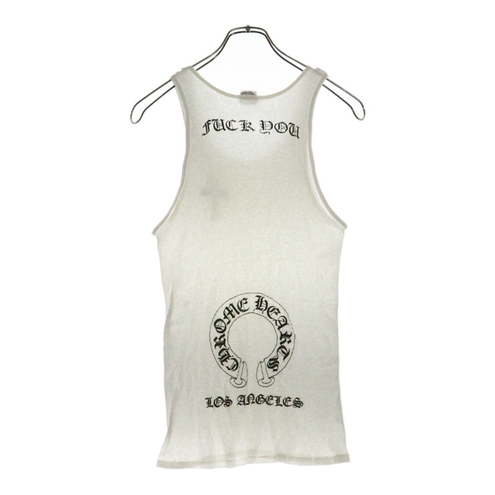 CHROME HEARTS(クロムハーツ) OLD ラスベガス限定 バックホースシュープリント リブタンクトップ ノースリーブカットソー ホワイト