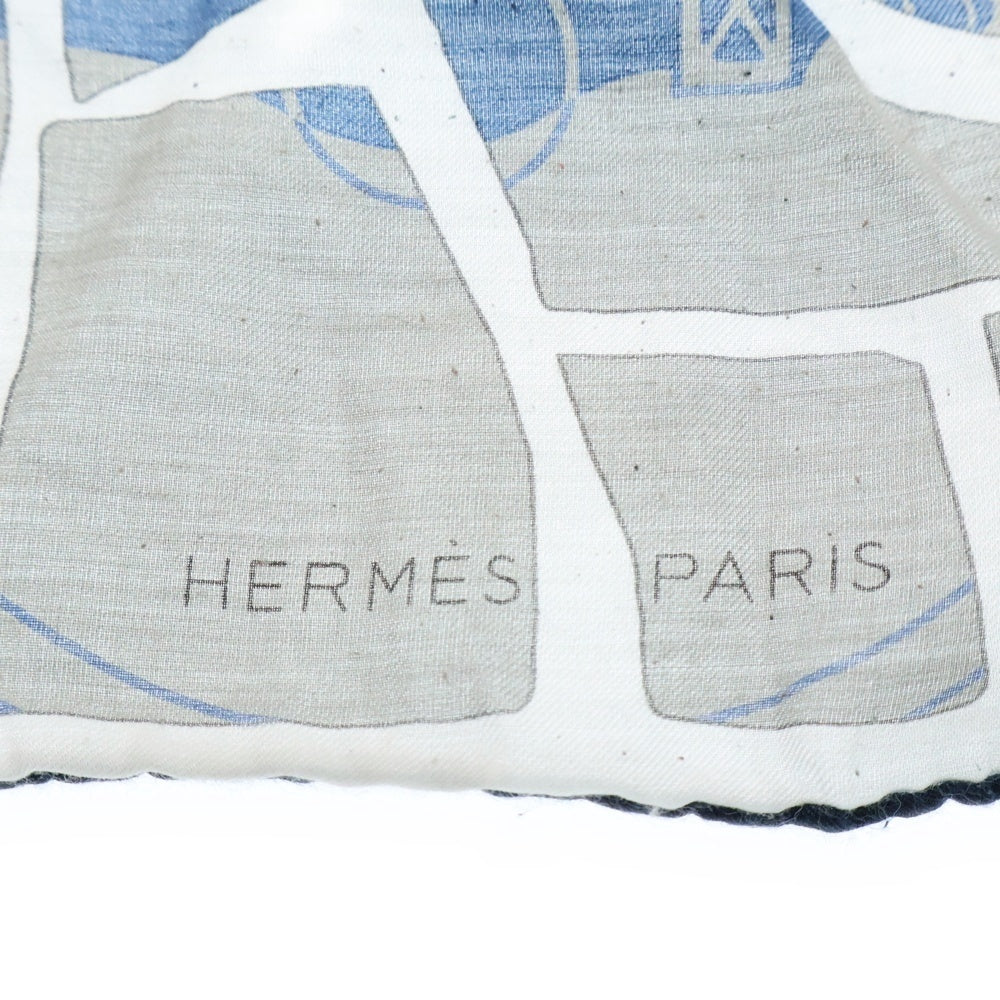 HERMES(エルメス) カレ60 エクスリブリス アン モザイク スカーフ グレー/ブルー