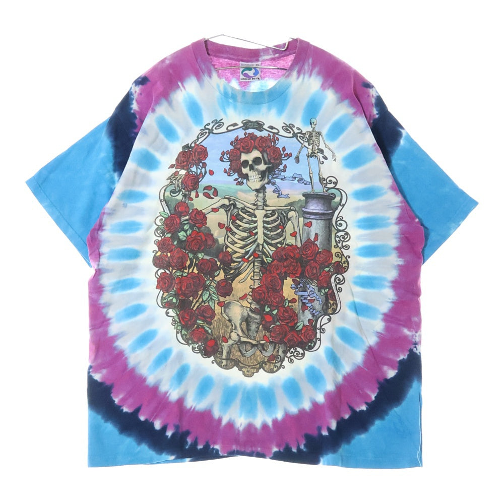 VINTAGE(ヴィンテージ) 90s VINTEGE Grateful Dead グレイトフルデッド タイダイ スカルローズ両面プリント半袖Tシャツ カットソー ブルー/マルチ