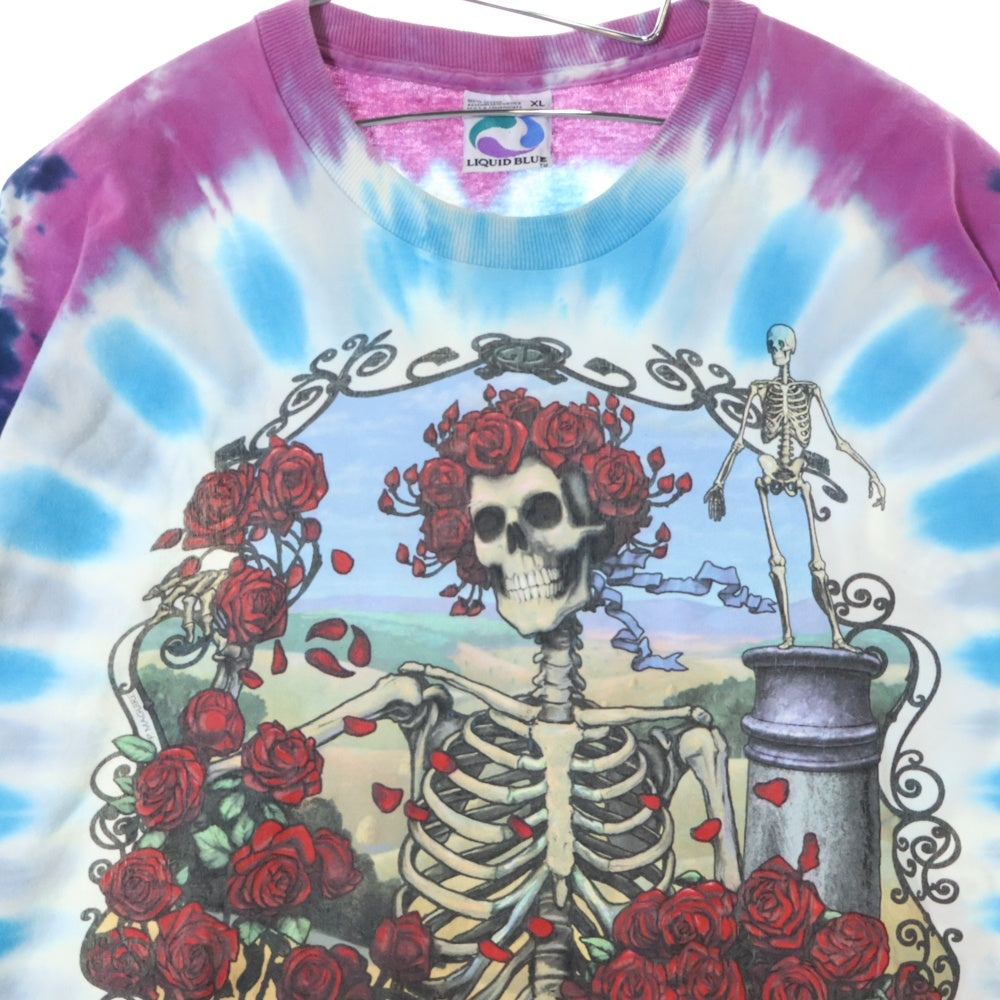 VINTAGE(ヴィンテージ) 90s VINTEGE Grateful Dead グレイトフルデッド タイダイ スカルローズ両面プリント半袖Tシャツ カットソー ブルー/マルチ