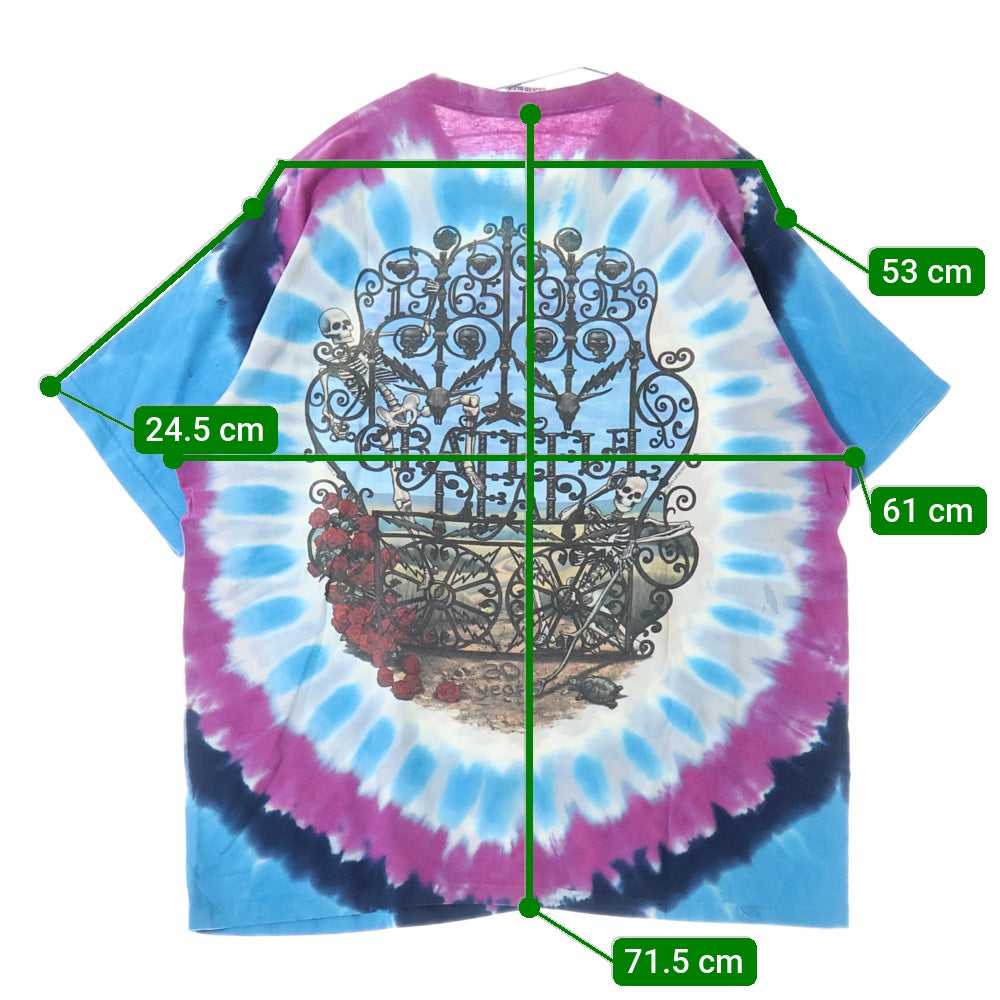 VINTAGE(ヴィンテージ) 90s VINTEGE Grateful Dead グレイトフルデッド タイダイ スカルローズ両面プリント半袖Tシャツ カットソー ブルー/マルチ