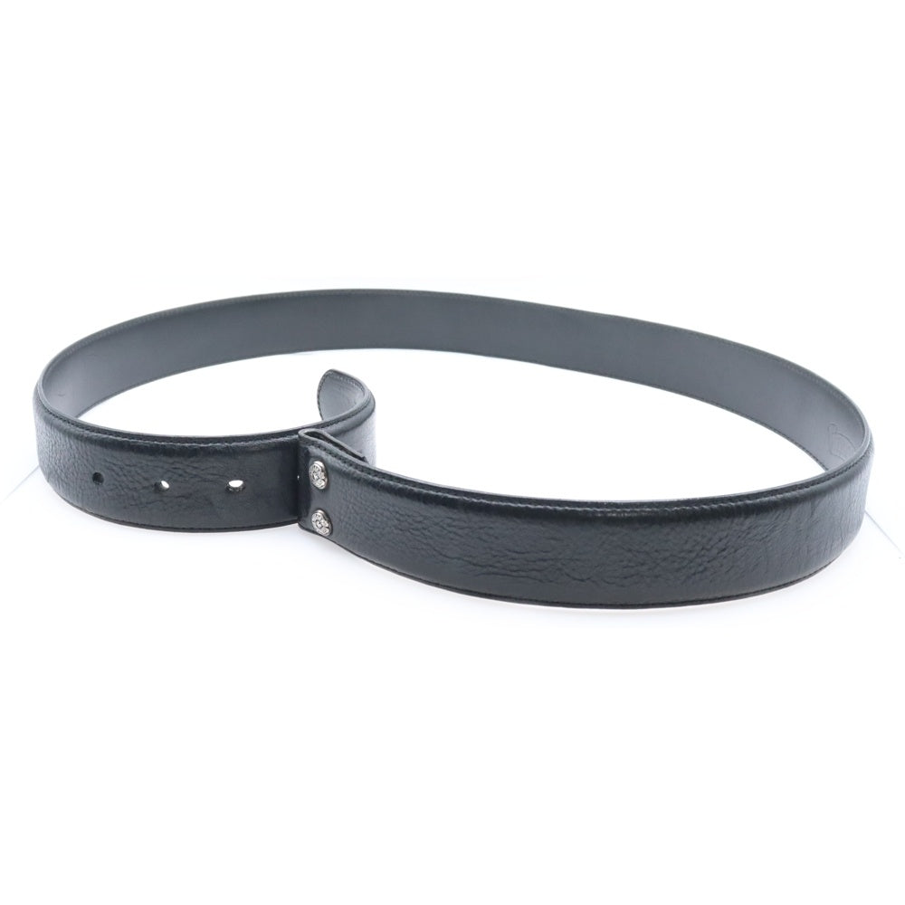 CHROME HEARTS(クロムハーツ) 1.5 STRAP 1.5inchスクロールレーベルリベッツ レザーベルト ブラック