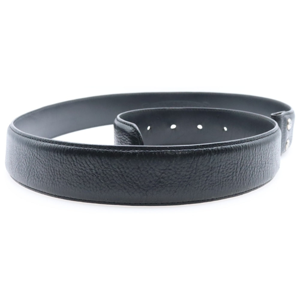CHROME HEARTS(クロムハーツ) 1.5 STRAP 1.5inchスクロールレーベルリベッツ レザーベルト ブラック