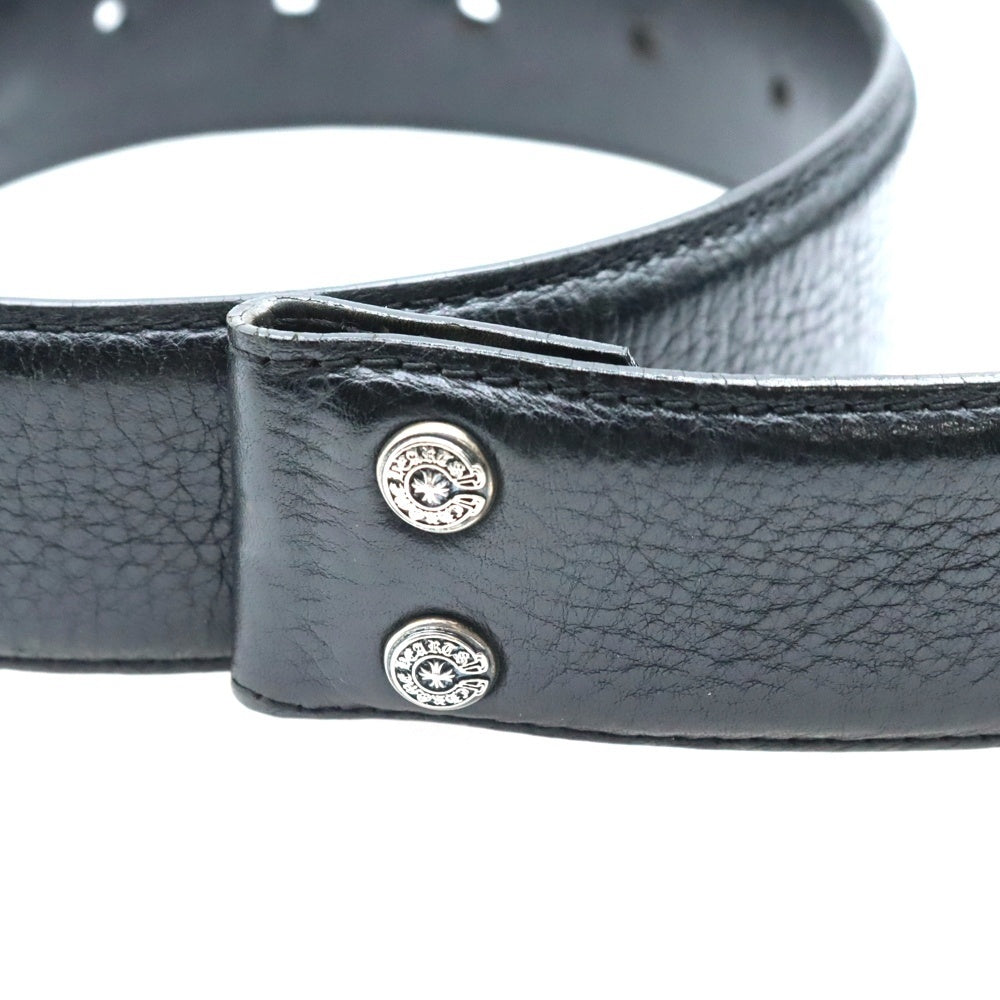 CHROME HEARTS(クロムハーツ) 1.5 STRAP 1.5inchスクロールレーベルリベッツ レザーベルト ブラック