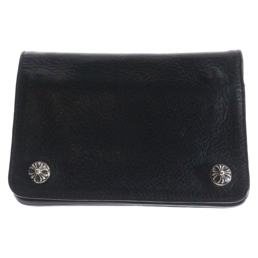 CHROME HEARTS(クロムハーツ) 2ZIP 2ジップ クロスボールボタンレザーウォレット 財布 ブラック BCA363