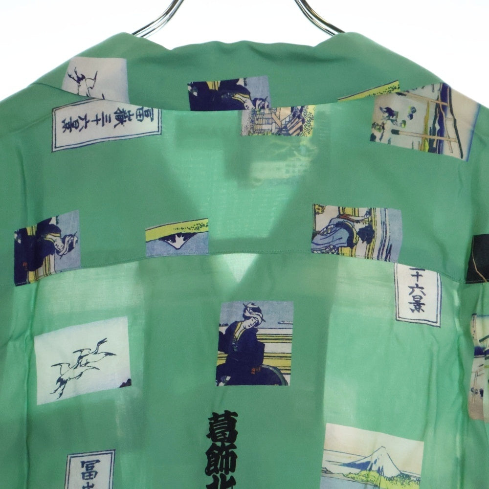 WACKO MARIA(ワコマリア) 葛飾北斎 絵画プリント HOKUSAI-WM-HI01 レーヨンアロハシャツ グリーン