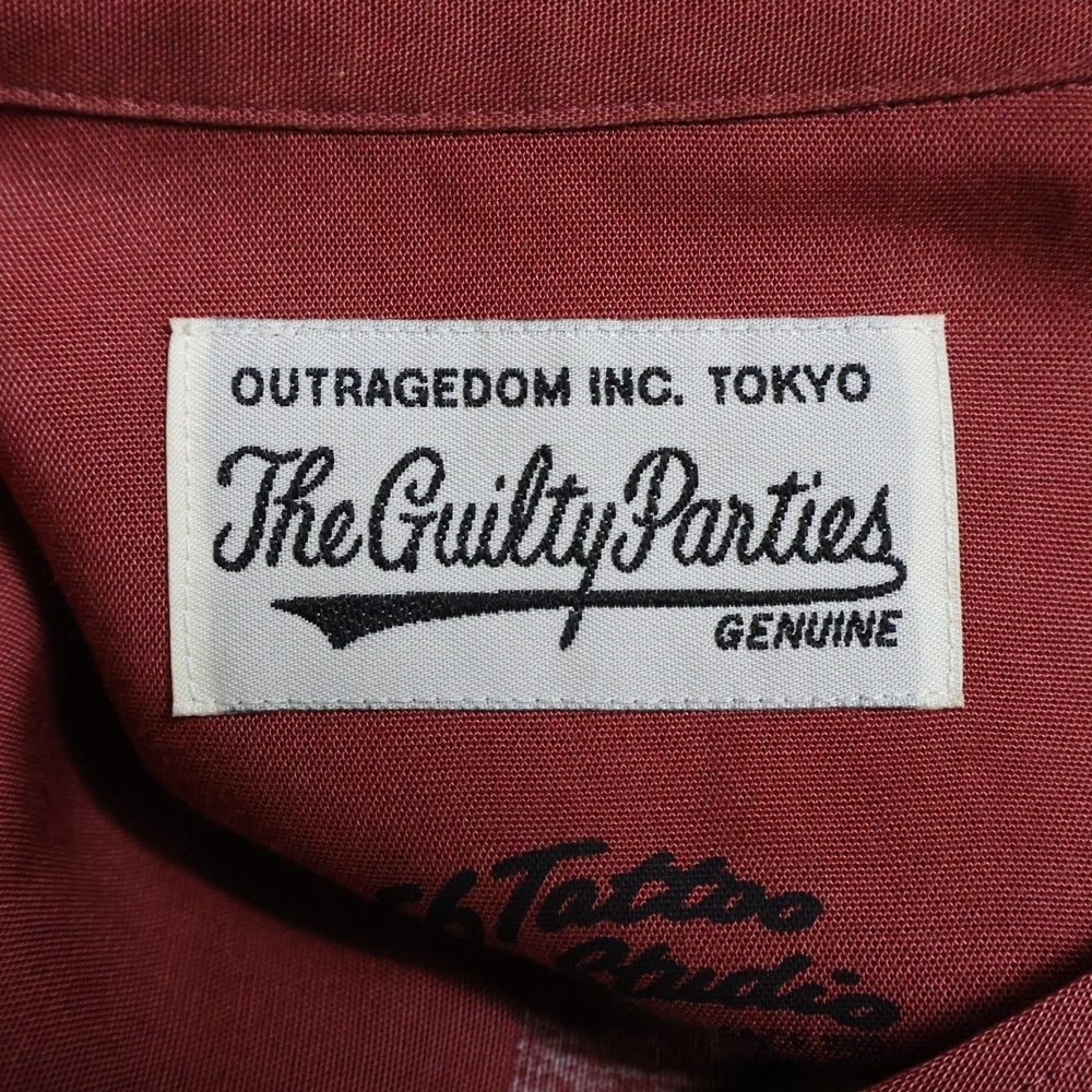 WACKO MARIA(ワコマリア) 21AW × 56 TATTOO STUDIO L/S HAWAIIAN SHIRT 56TS-WM-HI03 タトゥースタジオ 鬼スカル プリント ロングスリーブ レーヨンハワイアン 長袖 シャツ レッド