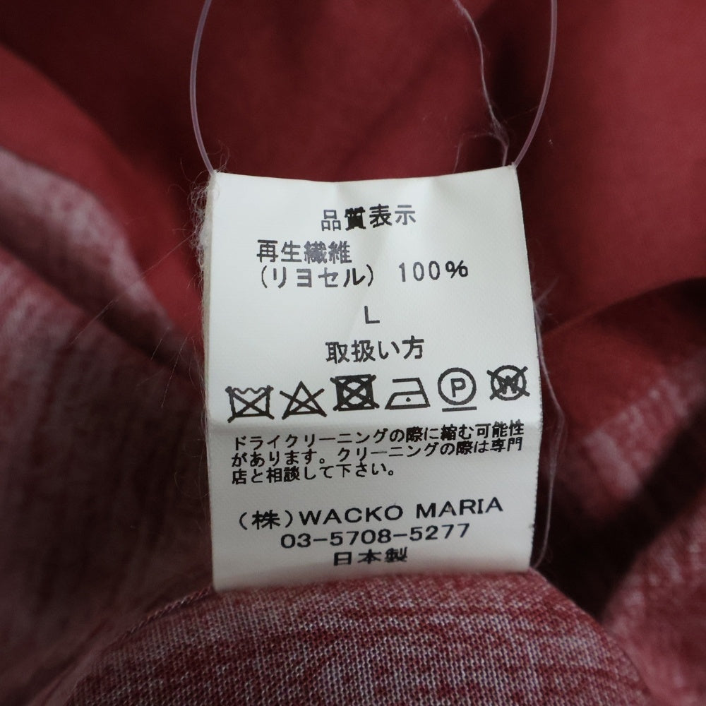 WACKO MARIA(ワコマリア) 21AW × 56 TATTOO STUDIO L/S HAWAIIAN SHIRT 56TS-WM-HI03 タトゥースタジオ 鬼スカル プリント ロングスリーブ レーヨンハワイアン 長袖 シャツ レッド