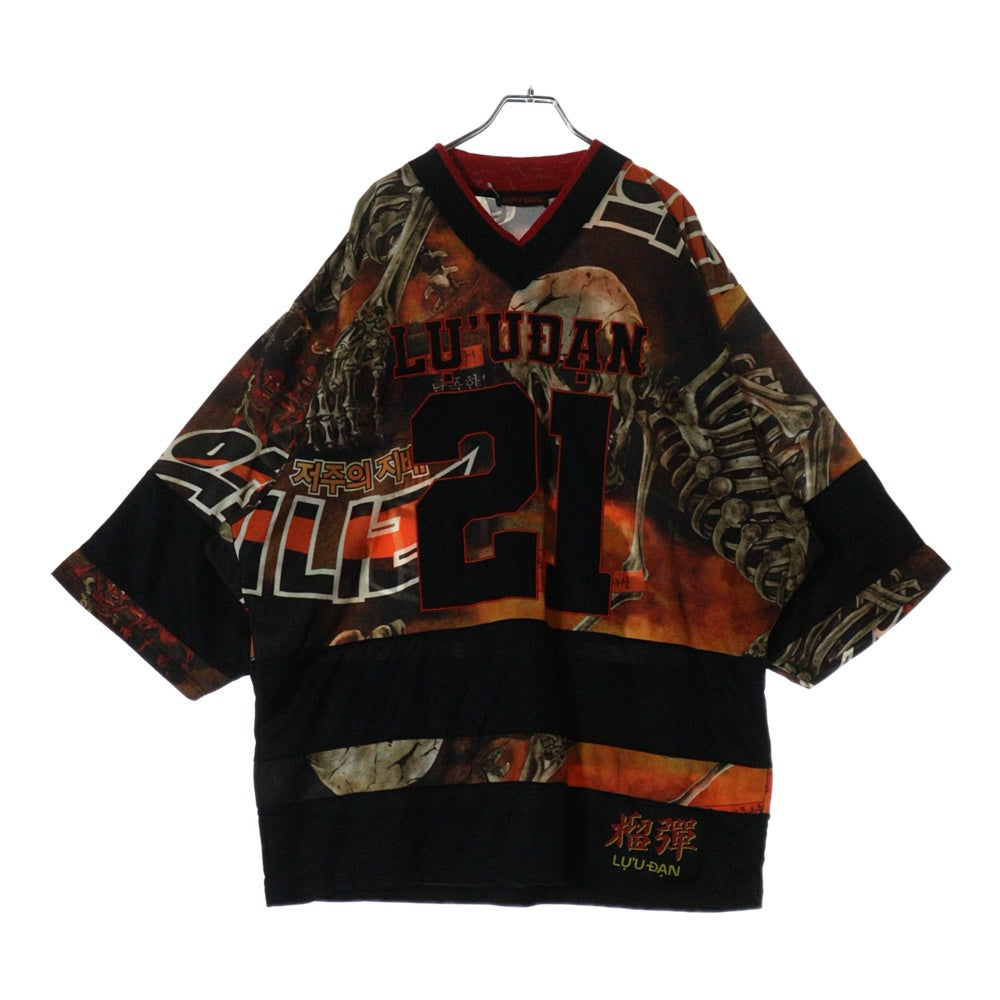LU'U DAN(ルーダン) 25SS HOCKEY TOP L-D ホッケートップ半袖Tシャツ オレンジ/ブラック MT087J_TJ