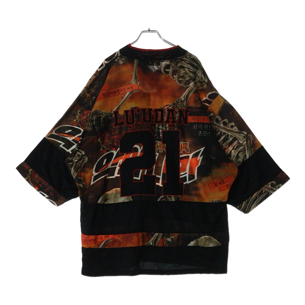 LU'U DAN(ルーダン) 25SS HOCKEY TOP L-D ホッケートップ半袖Tシャツ オレンジ/ブラック MT087J_TJ