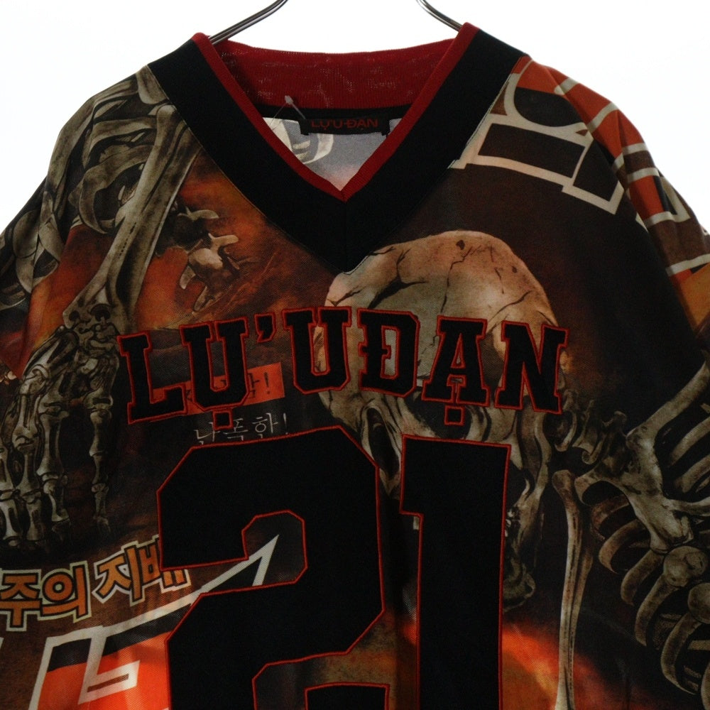 LU'U DAN(ルーダン) 25SS HOCKEY TOP L-D ホッケートップ半袖Tシャツ オレンジ/ブラック MT087J_TJ