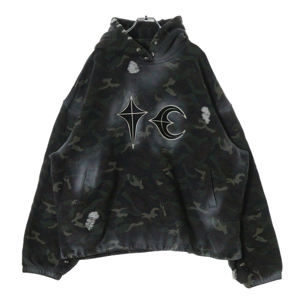 THUG CLUB(サグクラブ) 25SS SPRAYED CAMOUFLAGE ROCK HOODIE スプレーカモフラージュロックフーディーパーカー TC25SS0301 カーキ